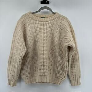 VTG John Molloy 100% Irish Wool Crewneck Sweater Adult M/L Cream Fisherman